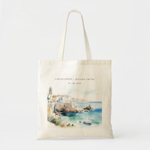 Puglia, Italien Aquarell-Landschaft Hochzeit Tragetasche