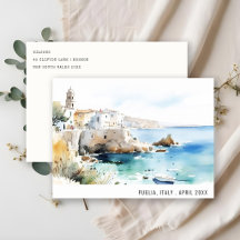 Puglia, Italien Aquarell-Landschaft Reise