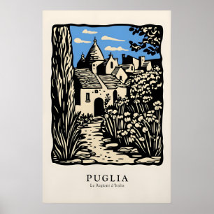 Puglia Italien Kunst Druck Vintage Trulli Poster