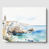 Puglia, Italy Watercolor Landscape Wedding Gästebuch (Rückseite)