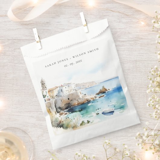 Puglia, Italy Watercolor Landscape Wedding Geschenktütchen (Ausgeschnitten)