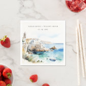 Puglia, Italy Watercolor Landscape Wedding Serviette (Beispiel)