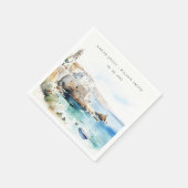 Puglia, Italy Watercolor Landscape Wedding Serviette (Ecke)