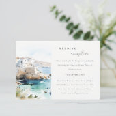 Puglia Italy Watercolor Scape Wedding Reception Begleitkarte (Stehend Vorderseite)
