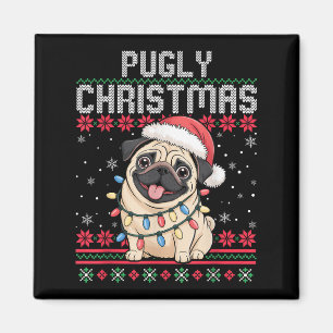 Pugly Ba Ham Pug hässlicher Weihnachtspullover Hun Magnet