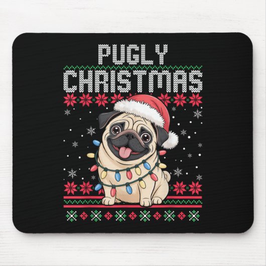 Pugly Ba Ham Pug hässlicher Weihnachtspullover Hun Mousepad (Vorne)