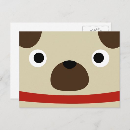 Pugly Mops Postkarte (Vorne/Hinten)