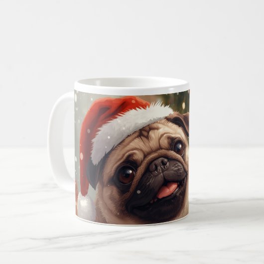 Pugmas: Cute Christmas Pug Kaffeetasse (Vorderseite Links)