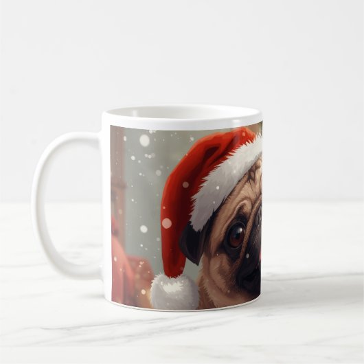 Pugmas: Cute Christmas Pug Kaffeetasse (Links)