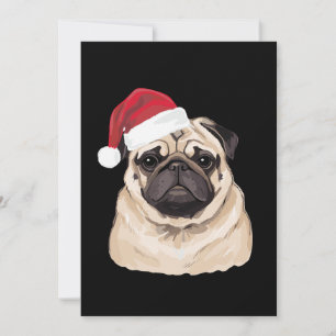Pugmas Mops Santa Hut Frohe Weihnachten Xmas Ferie Einladung