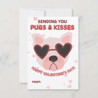 Pugs and Kisses Valentine's Day Card Mitteilungskarte