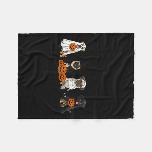 Pugs Dog Lovers - Pug Ghost Pug Witch Pug Hallowee Fleecedecke (Vorderseite (Horizontal))