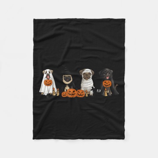 Pugs Dog Lovers - Pug Ghost Pug Witch Pug Hallowee Fleecedecke (Vorderseite)