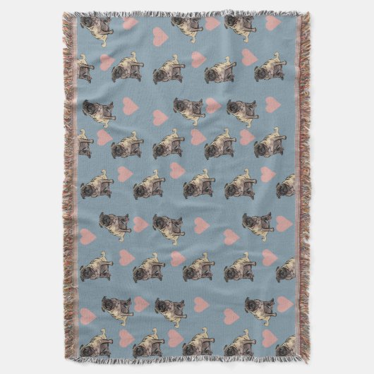 Pugs & hearts decke (Vorderseite Vertikal)