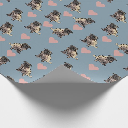 Pugs & hearts geschenkpapier (Ecke)