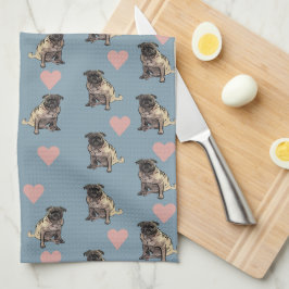 Pugs & hearts geschirrtuch