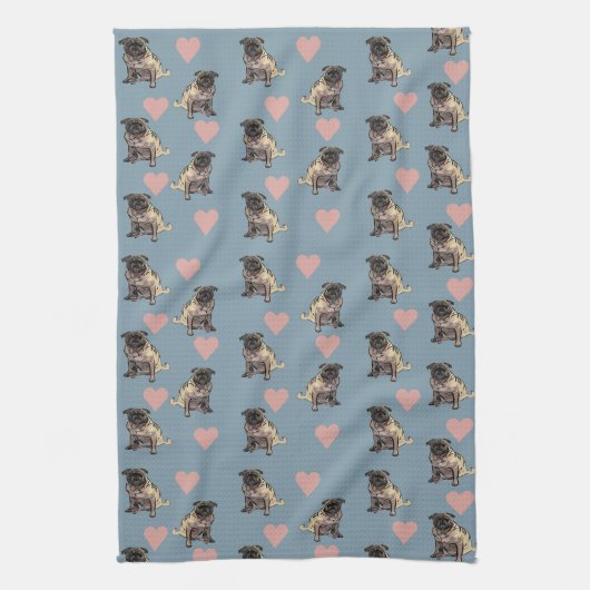 Pugs & hearts geschirrtuch (Vertikal)
