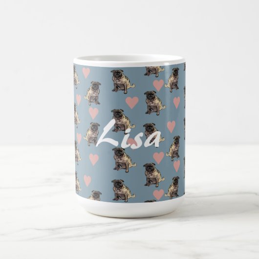 Pugs & hearts kaffeetasse (Mittel)