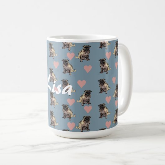 Pugs & hearts kaffeetasse (VorderseiteRechts)