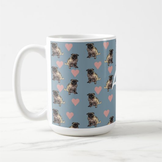 Pugs & hearts kaffeetasse (Links)