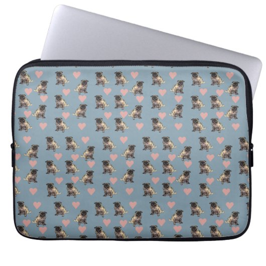 Pugs & hearts laptopschutzhülle (Vorderseite)