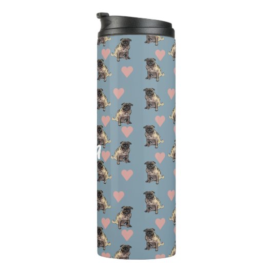 Pugs & hearts thermosbecher (Nach rechts gedreht)