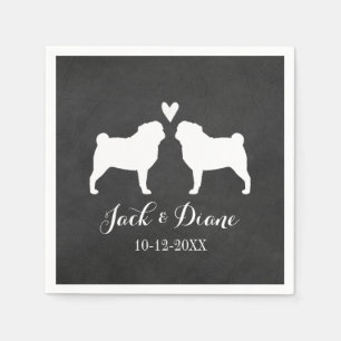 Pugs Hochzeitspaar mit individuellem Text Serviette