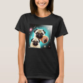 Pugs In Space With Donuts Cute Pug Boys Girls Men T-Shirt (Vorderseite)