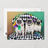 Pugsgiving Mardi Gras 2015 - Hambone Coco Olivia - Postkarte (Vorne/Hinten)