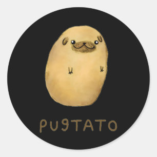 Pugtato Hund Geschenk Funny Niedlich Runder Aufkleber