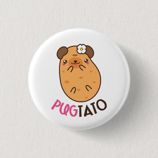 Pugtato Mops-Kartoffel Button (Vorderseite)