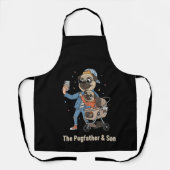 Pugvater und Sohn | Funny Mops Vater & Puppy Selfi Schürze (Vorderseite)