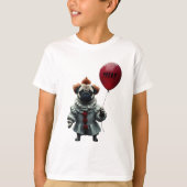 Pugwise the Clown – Funny Halloween Pug T-Shirt (Vorderseite)