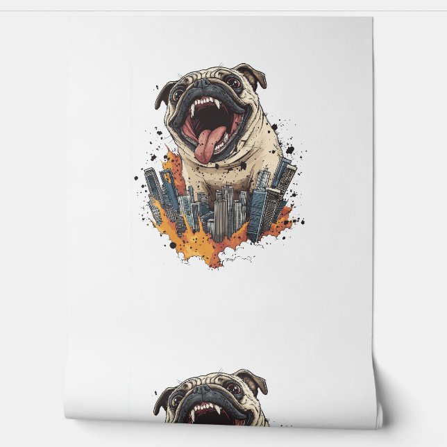 Pugzilla Attacks - Funny Monster Hund Tapete (Abrollen)