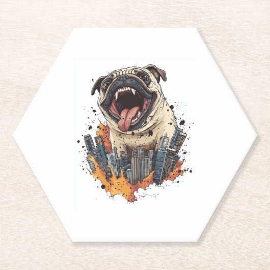 Pugzilla Attacks � Witziger Monster Hund Untersetzer (Vorderseite)