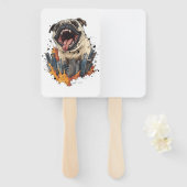 Pugzilla greift an � Lustiger Monsterhund Fächer (Vorne und Hinten)