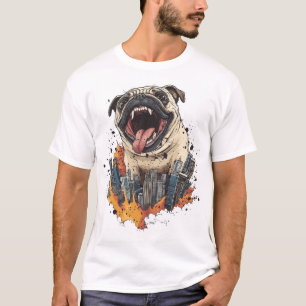 Pugzilla greift an � Lustiger Monsterhund T-Shirt