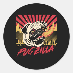 Pugzilla Mops Dog Mops Sweet Mops Mops Hund Runder Aufkleber