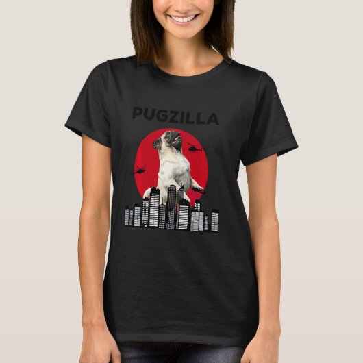 Pugzilla Mops Mama Mops Vater Mops Mops Tier T-Shirt (Vorderseite)