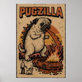 Pugzilla Poster – Cute Pug Monster Illustration (Vorne)