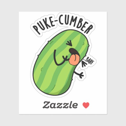 Puke cumber Funny Cucumber Pun Aufkleber (Blatt)