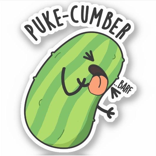 Puke cumber Funny Cucumber Pun Aufkleber (Vorderseite)