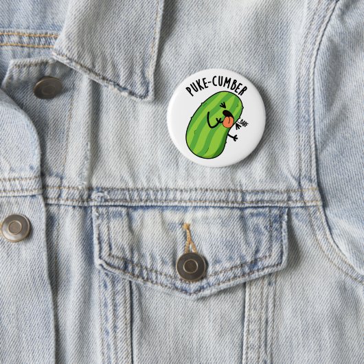 Puke cumber Funny Cucumber Pun Button (Beispiel)