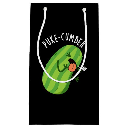 Puke cumber Funny Cucumber Pun Dark BG Kleine Geschenktüte (Vorderseite)