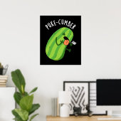Puke cumber Funny Cucumber Pun Dark BG Poster (Heimbüro)