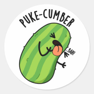 Puke cumber Funny Cucumber Pun Runder Aufkleber