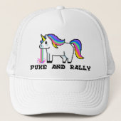 Puke & Kundgebung Rainbow Unicorn Trucker Hat | Pi Truckerkappe (Vorderseite)