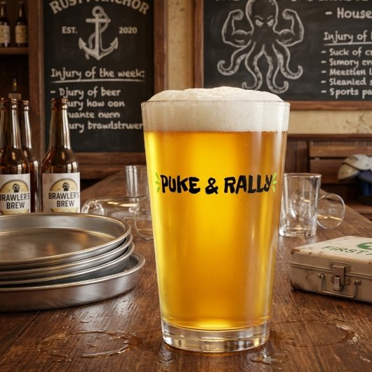 Puke & Rally Pint Glas | Party Legend Edition
