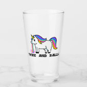 Puke & Rally Regenbogen-Einhorn Pint-Glas | Pixel Glas (Vorderseite)