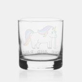 Puke & Rally Regenbogen Einhorn Rocks Glas | Pixel (Rückseite)